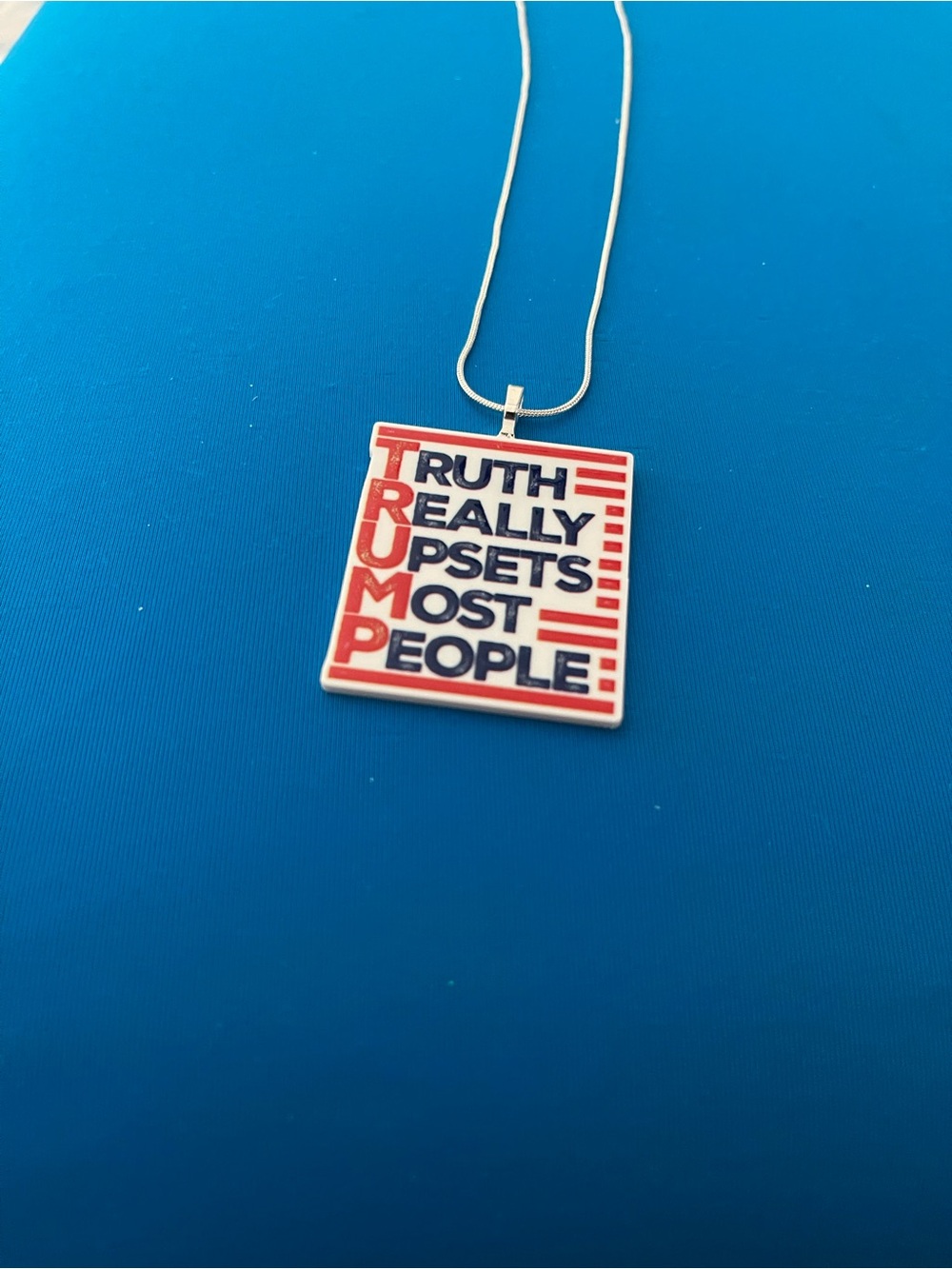 Statement Pendant Necklace - Red, White & Blue